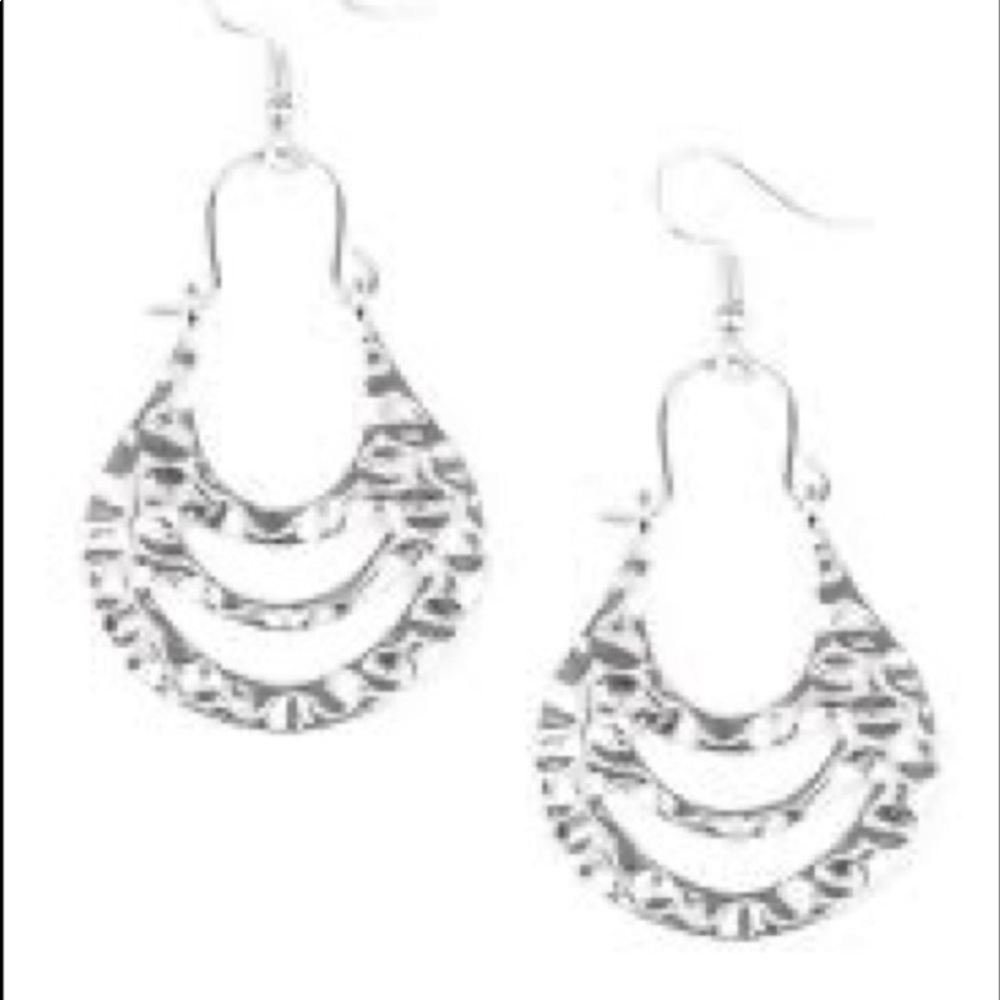 Silver hammered dangle earrings